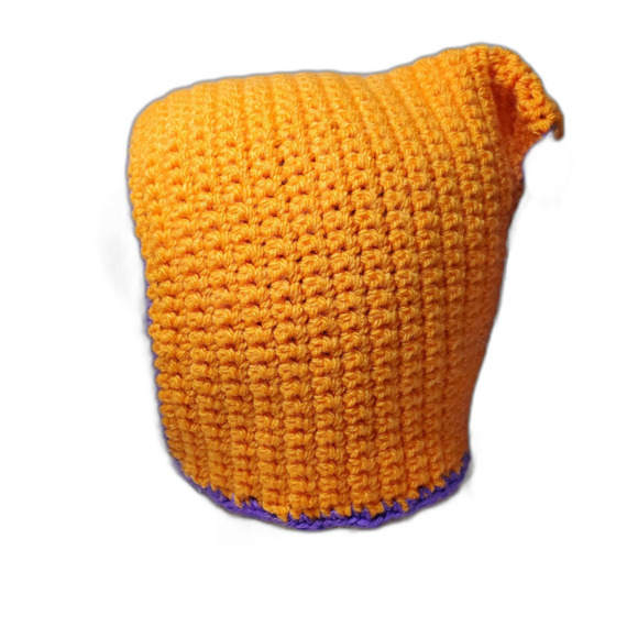 Hand Crochet Orange and Purple Bonnet for Picking Pumpkins for Women - Picture 2 of 5